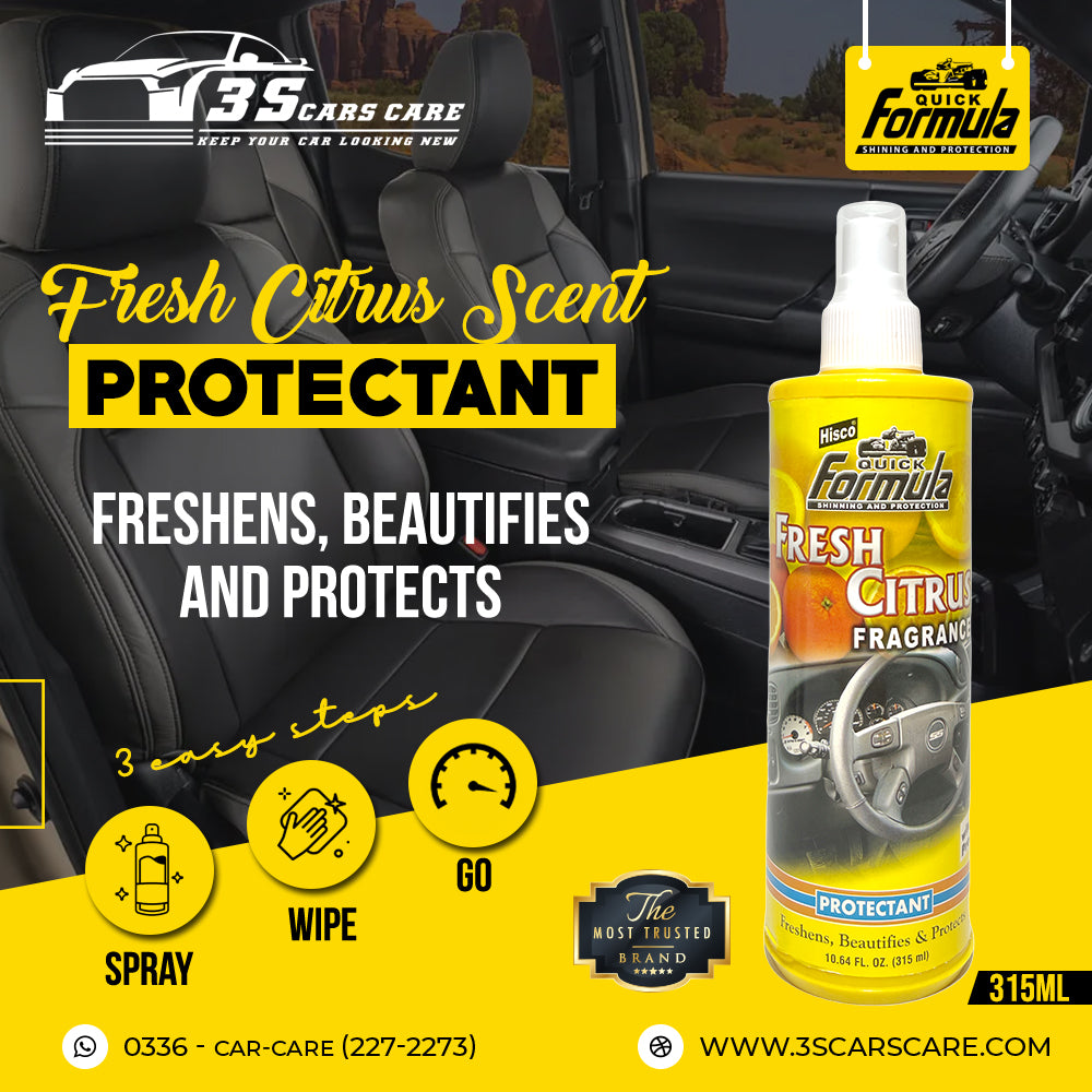 Shine Protects & Protectant – Fresh Citrus | Vinyl, Rubber, Plastic & Leather Care – 315ml | FORMULA | (HISCO)