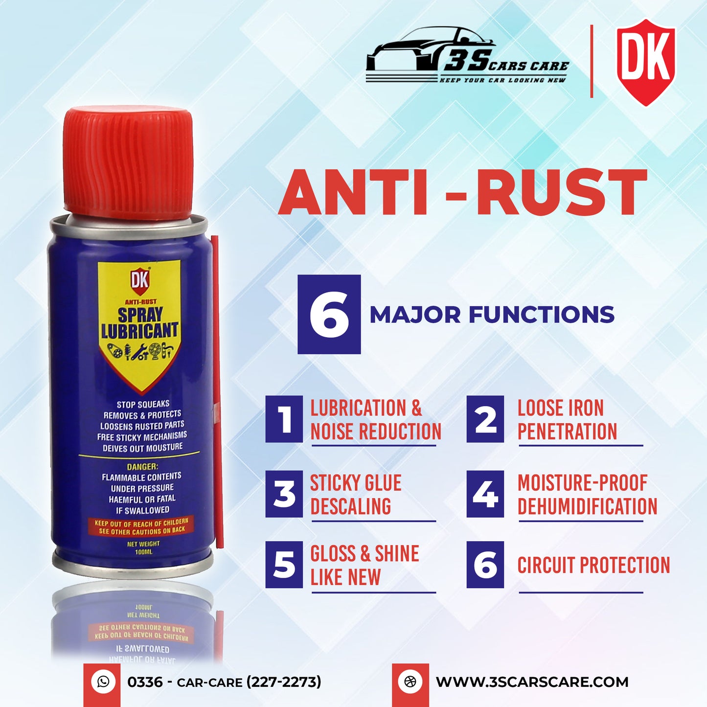 Anti-Rust Lubricant Spray – 200ml | Multi-Purpose Rust Remover & Metal Lubrication Spray for Car, Home, Machine | DK