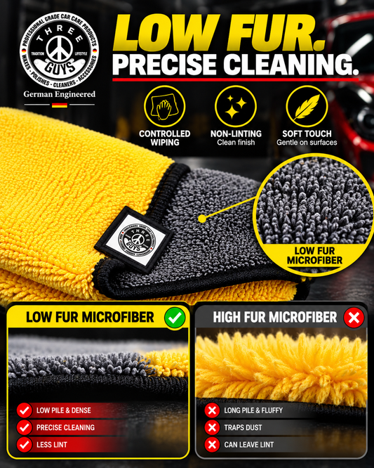 THREE GUYS Premium Low Fur Microfiber Detailing Towel