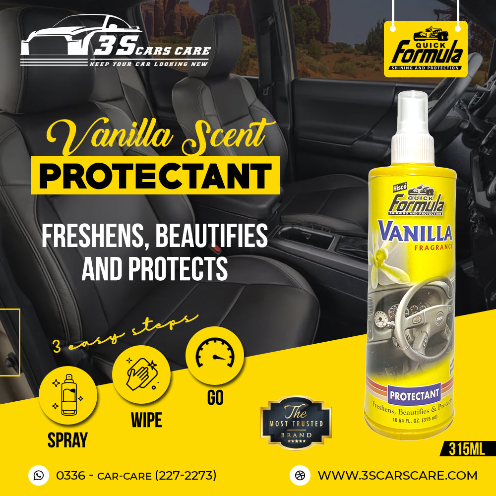 Shine Protects & Protectant – Vanilla | Vinyl, Rubber, Plastic & Leather Care – 315ml | FORMULA | (HISCO)