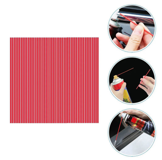 Spray Can Red Plastic Straws - Tip Extension Tubes for Automotive Lubricant, Cleaner, Penetrating Oil