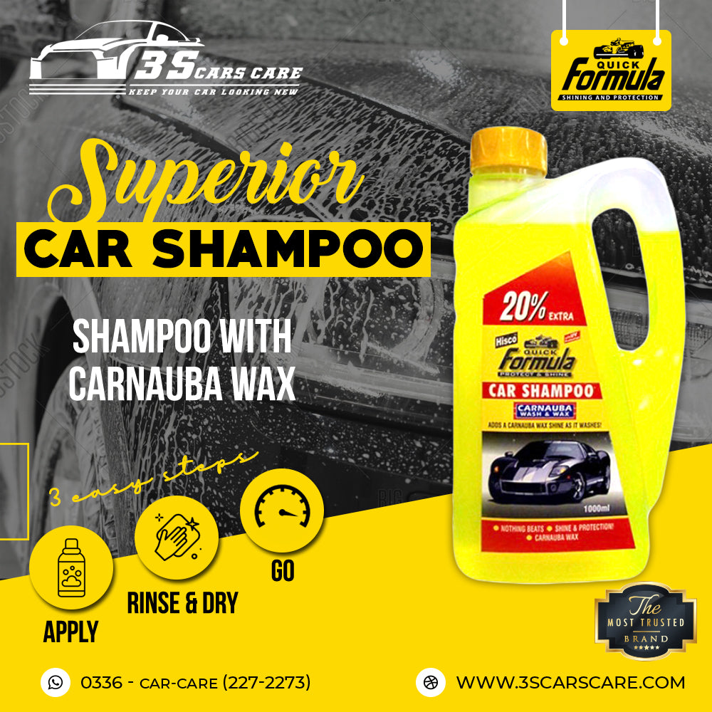 FORMULA Car Shampoo Carnauba Wash & Wax 1000ml – High Foam | pH Balanced | Deep Gloss & Protection