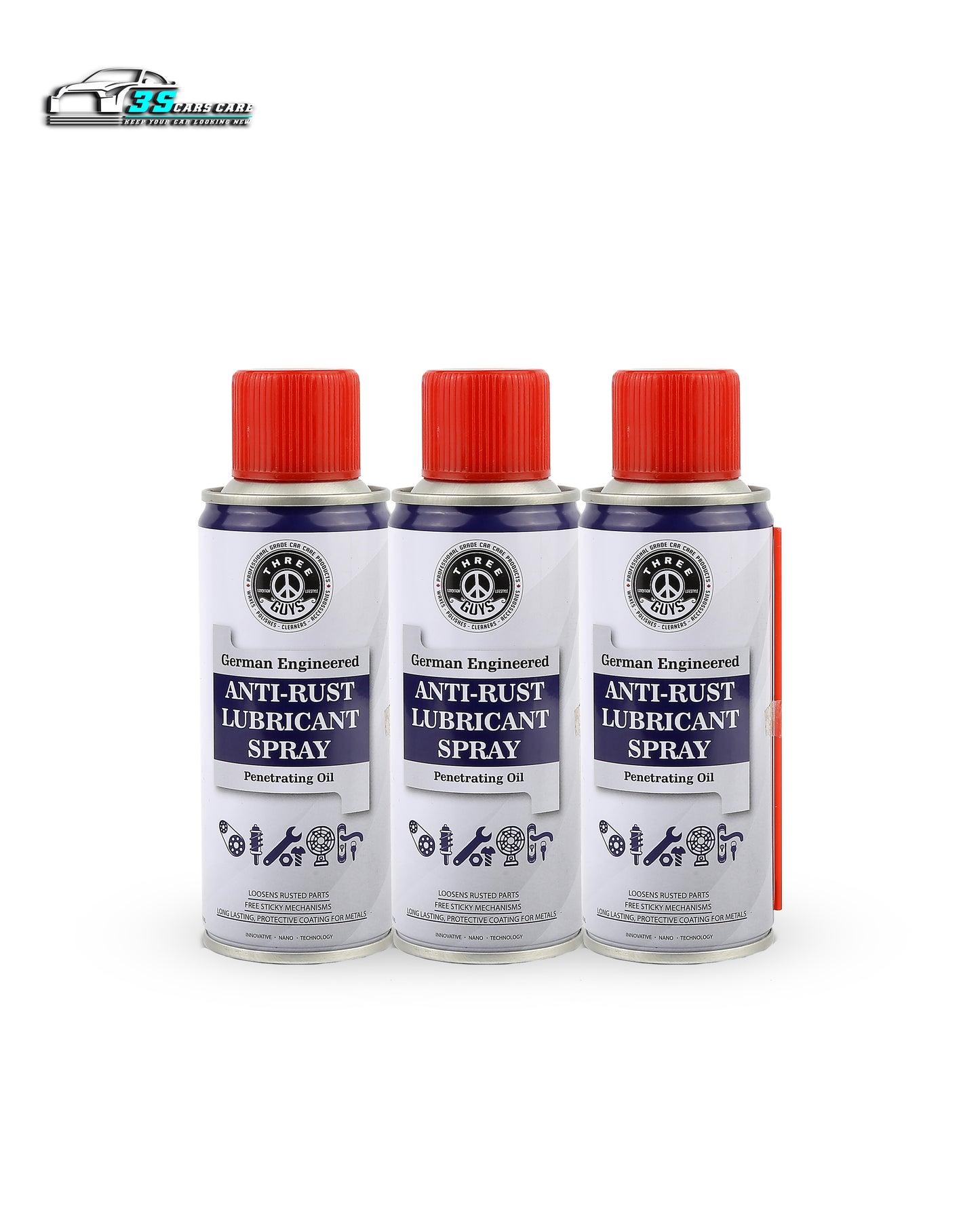 Anti-Rust Lubricant Spray - 200ml | Penetrating Oil, Rust Remover & Multi-Purpose De-Rust Spray | THREE GUYS - German Engineered