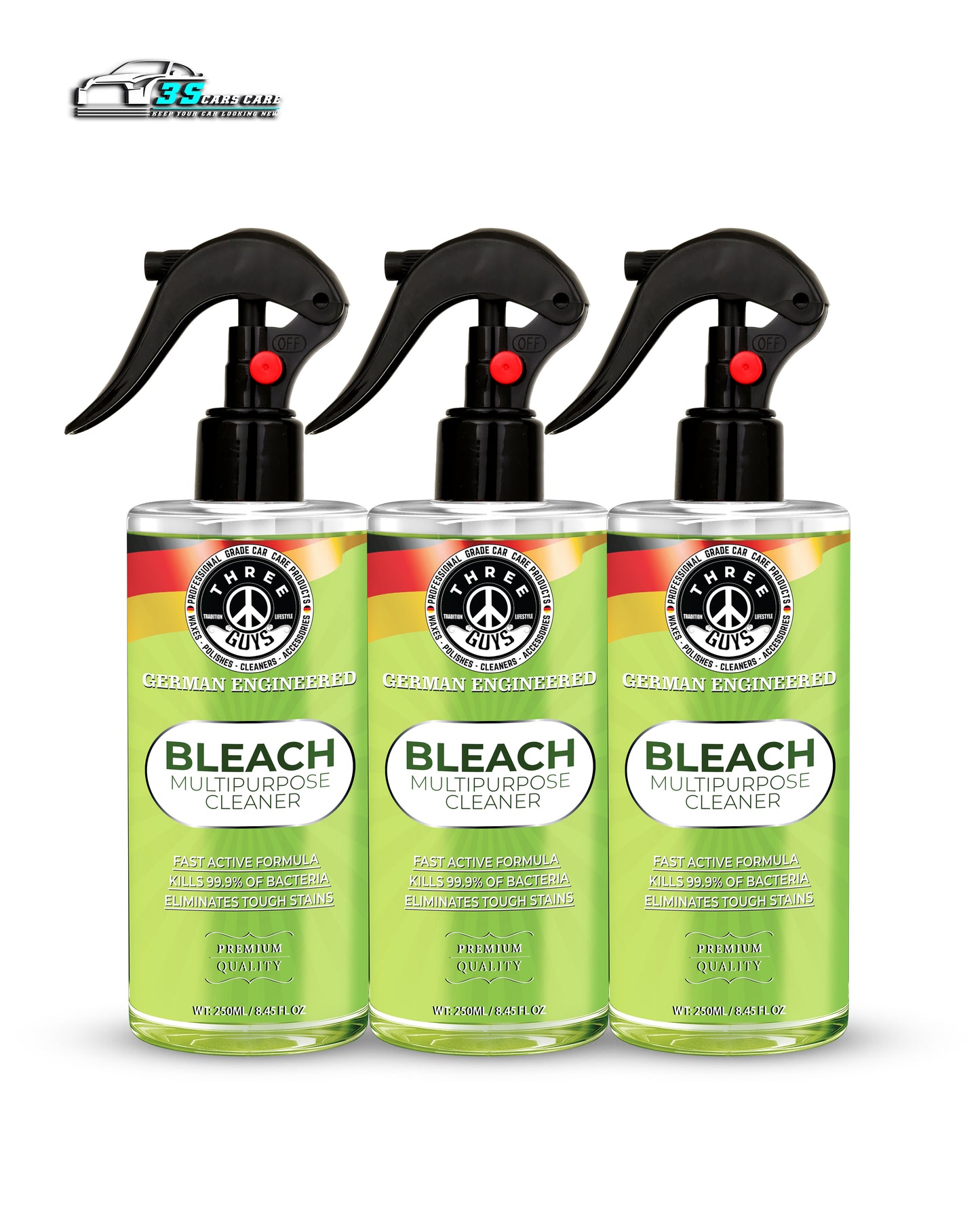 Multipurpose Cleaner with Bleach – Disinfects & Removes Tough Stains
| THREE GUYS - German Engineered