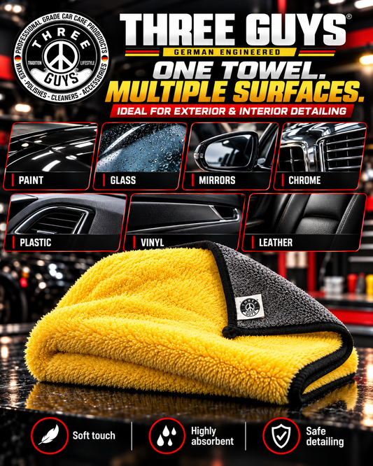 THREE GUYS Premium High Fur Microfiber Detailing Towel 40x60cm 1000 GSM