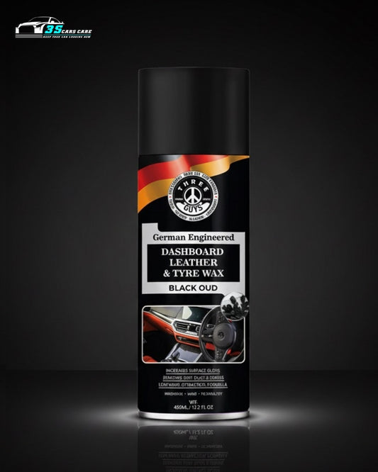 THREE GUYS Dashboard Leather & Tyre Wax (450ml) – Black Oud Fragrance | UV Protection & Dust Repellent | German Engineered