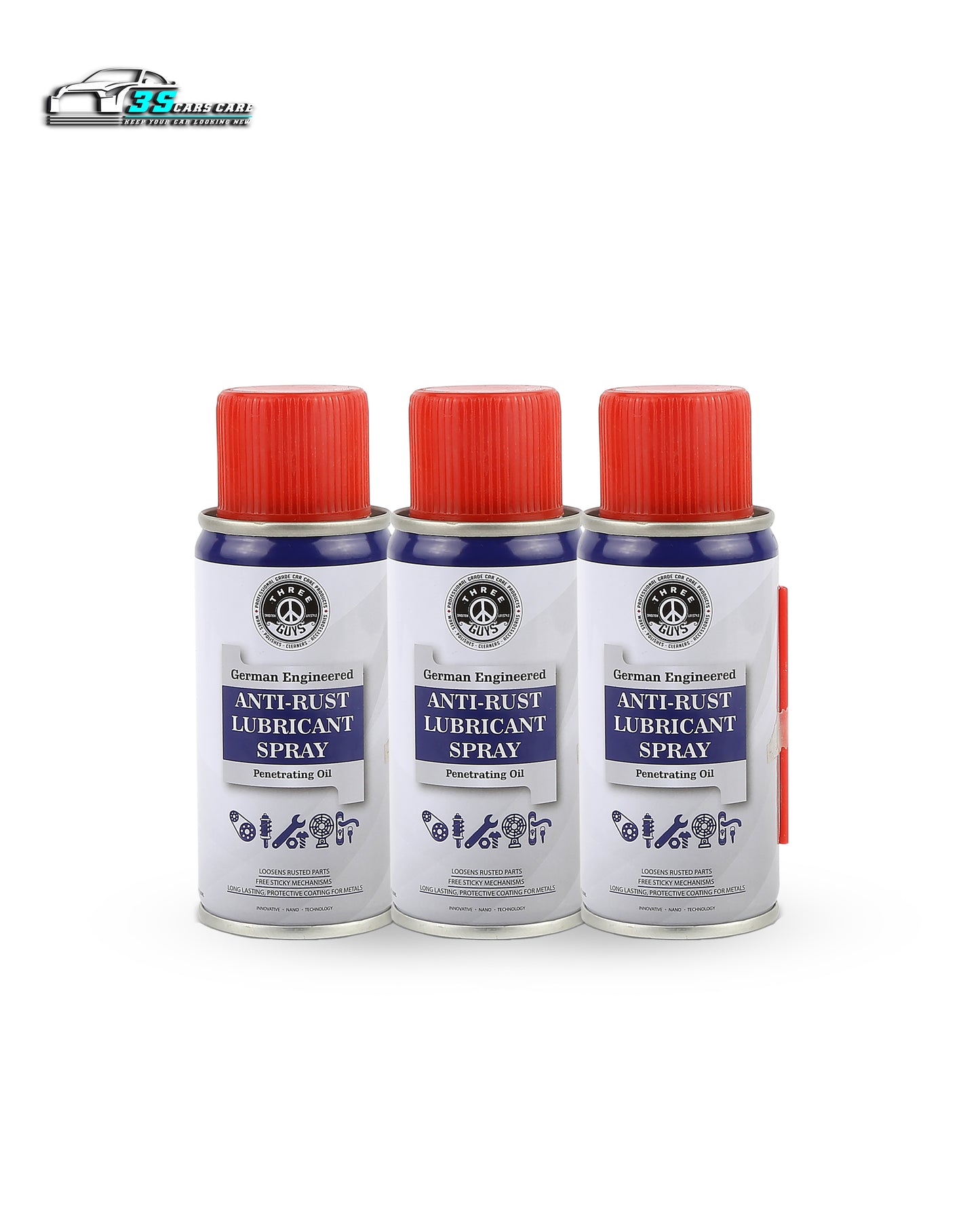 Anti-Rust Lubricant Spray - 100ml | Penetrating Oil, Rust Remover & Multi-Purpose De-Rust Spray | THREE GUYS - German Engineered