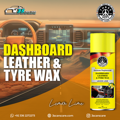 THREE GUYS Dashboard Leather & Tyre Wax (450ml) – Lemon Lime Fragrance | UV Protection & Dust Repellent | German Engineered