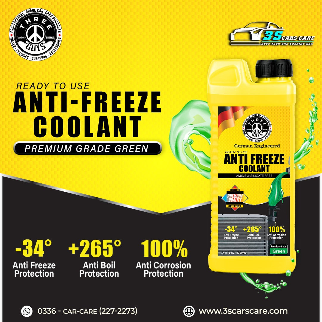 Antifreeze Coolant Green -Premium Grade | IAT Formula | THREE GUYS - German Engineered
