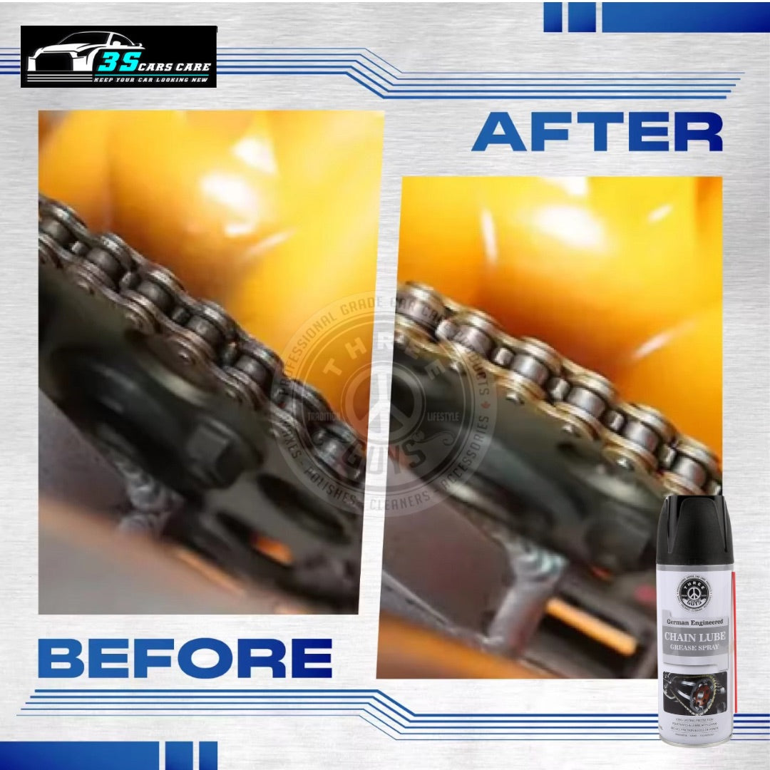 Chain Lube Grease Spray 450ml – High-Performance Lubricant for Chains, Hinges, Gears & Tools | Anti-Rust | THREE GUYS – German Engineered