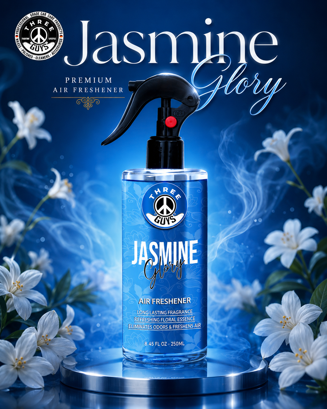 Jasmine Glory Air Freshener Spray | Floral Car & Room Freshener | THREE GUYS