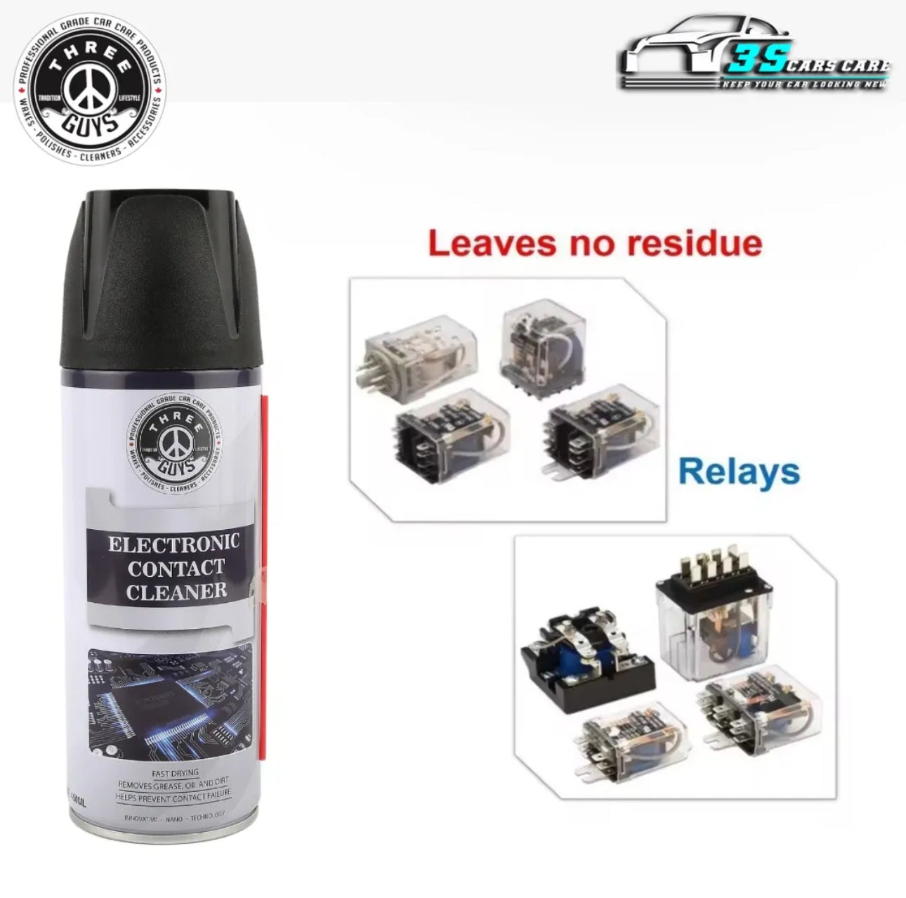 Electronic Contact Cleaner Spray 450ml – Fast Drying Formula for Switches, Circuit Boards, Sensors & Electronics | THREE GUYS - German Engineered