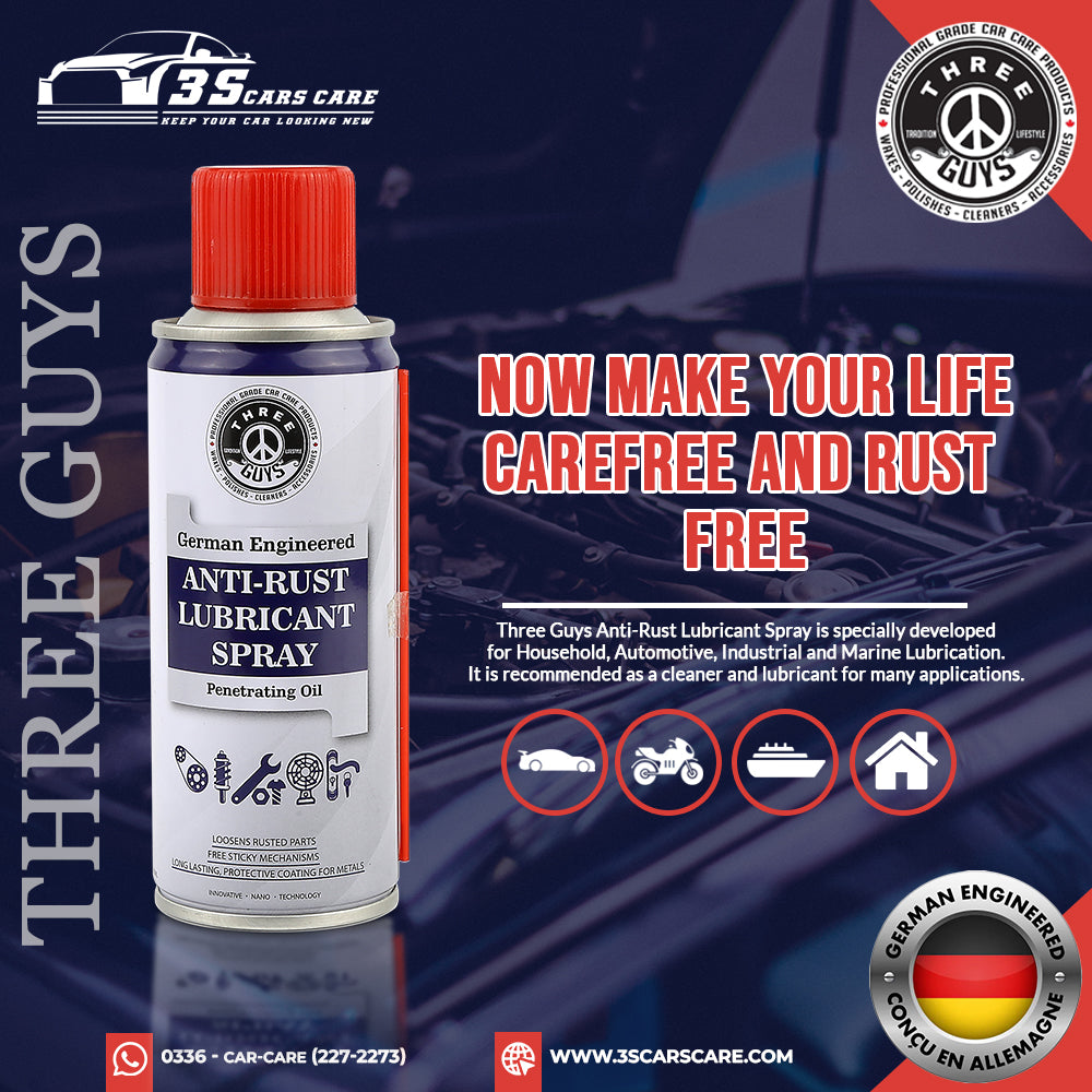 Anti-Rust Lubricant Spray - 200ml | Penetrating Oil, Rust Remover & Multi-Purpose De-Rust Spray | THREE GUYS - German Engineered