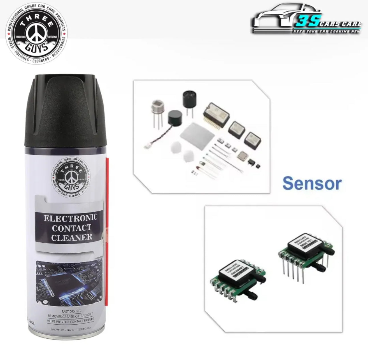 Electronic Contact Cleaner Spray 450ml – Fast Drying Formula for Switches, Circuit Boards, Sensors & Electronics | THREE GUYS - German Engineered