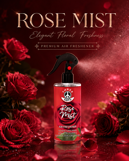 Rose Mist Air Freshener Spray | Floral Car & Room Freshener | THREE GUYS