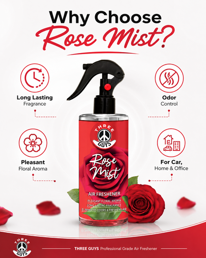 Rose Mist Air Freshener Spray | Floral Car & Room Freshener | THREE GUYS