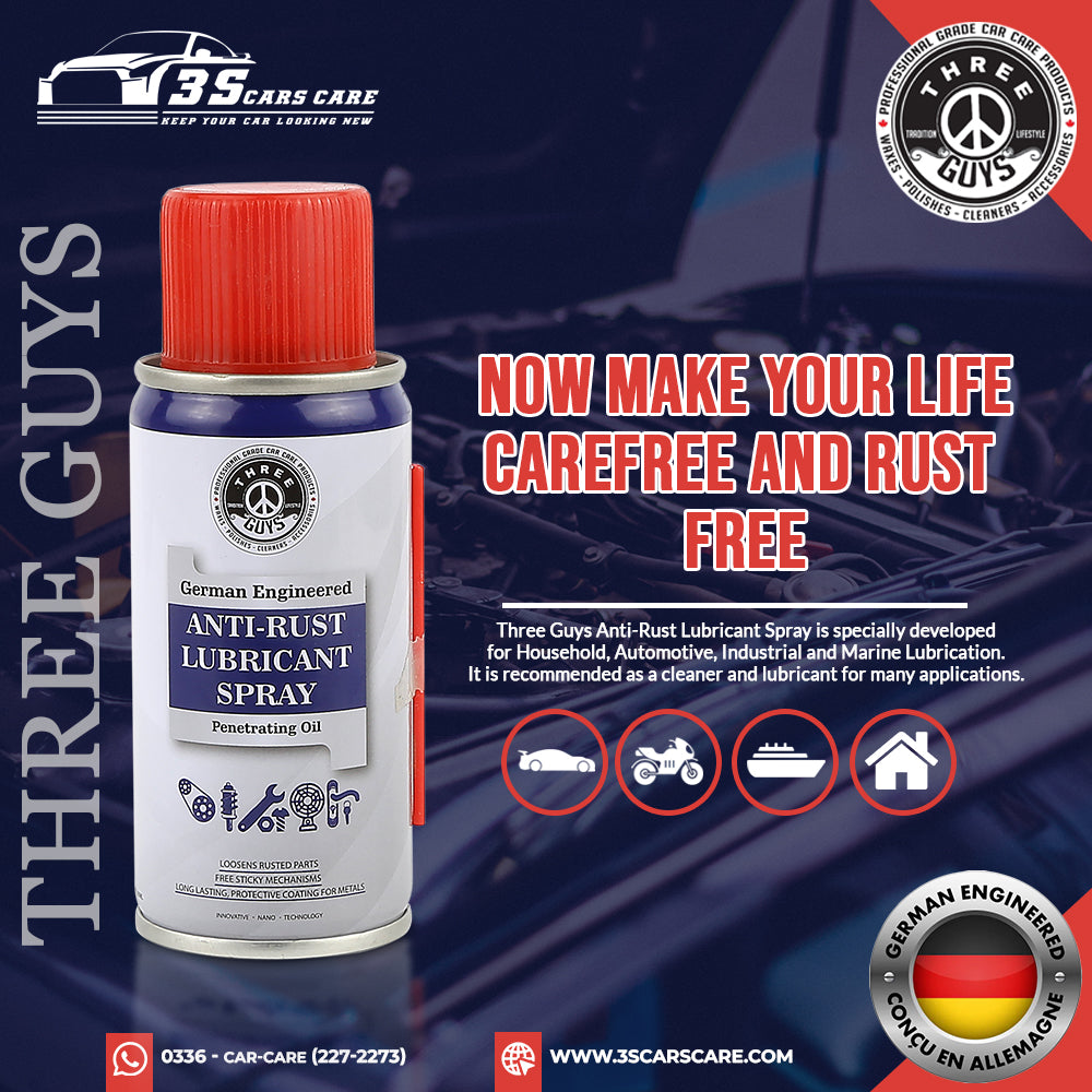 Anti-Rust Lubricant Spray - 100ml | Penetrating Oil, Rust Remover & Multi-Purpose De-Rust Spray | THREE GUYS - German Engineered
