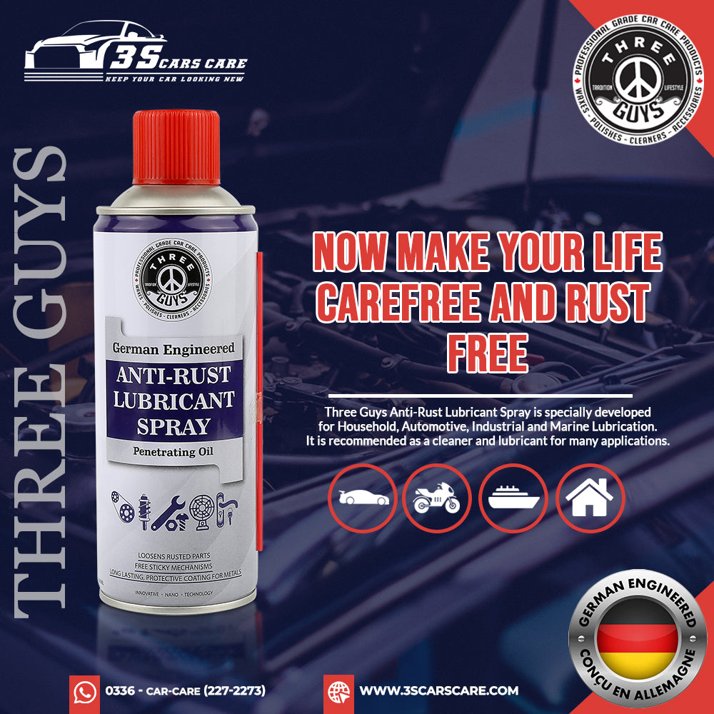 Anti-Rust Lubricant Spray - 450ml | Penetrating Oil, Rust Remover & Multi-Purpose De-Rust Spray | THREE GUYS - German Engineered
