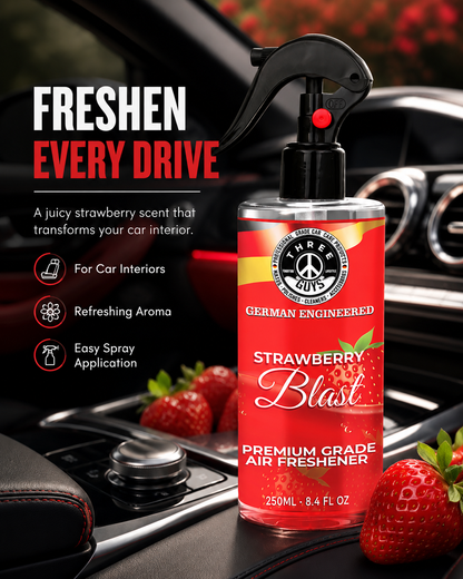 Strawberry Blast Air Freshener Spray | Fruity Car & Room Freshener | THREE GUYS