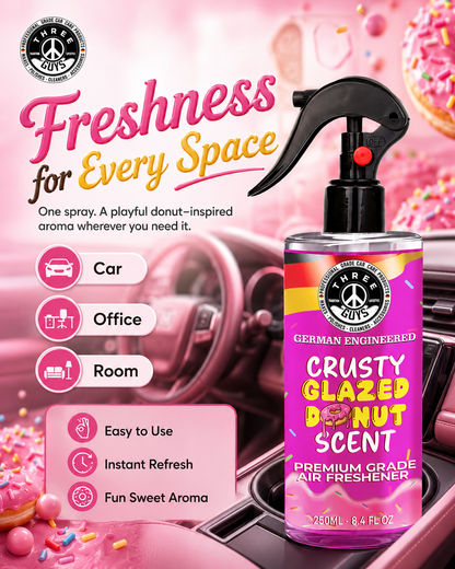 Crusty Glazed Donut Air Freshener Spray | Sweet Car & Room Freshener | THREE GUYS