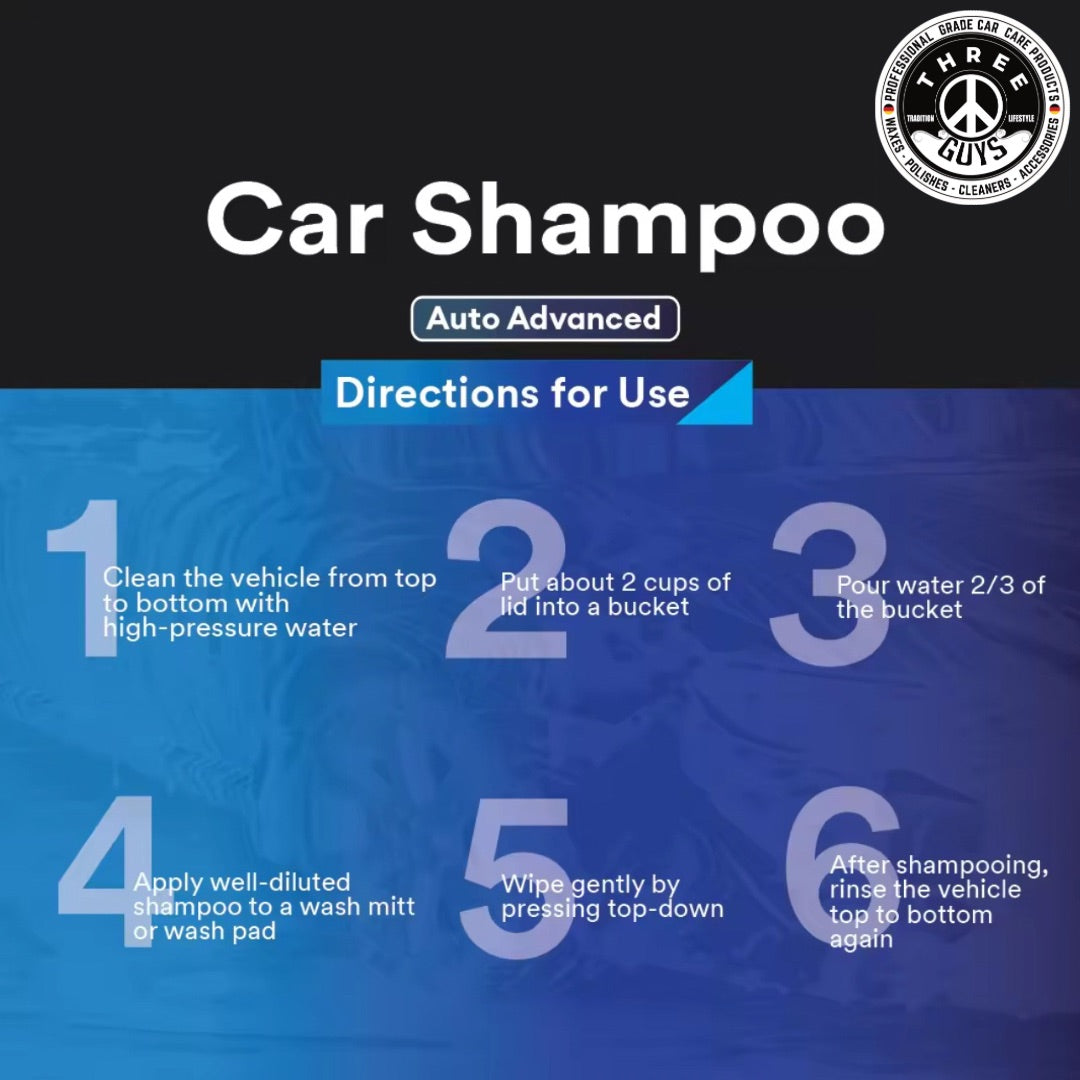Wash & Wax Shampoo – Car Shampoo with Carnauba Wax | Wash & Shine in One Step | High Foam Formula | THREE GUYS - German Engineered