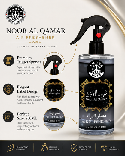 Noor Al Qamar Air Freshener Spray | Arabic Fragrance Car & Room Freshener | THREE GUYS