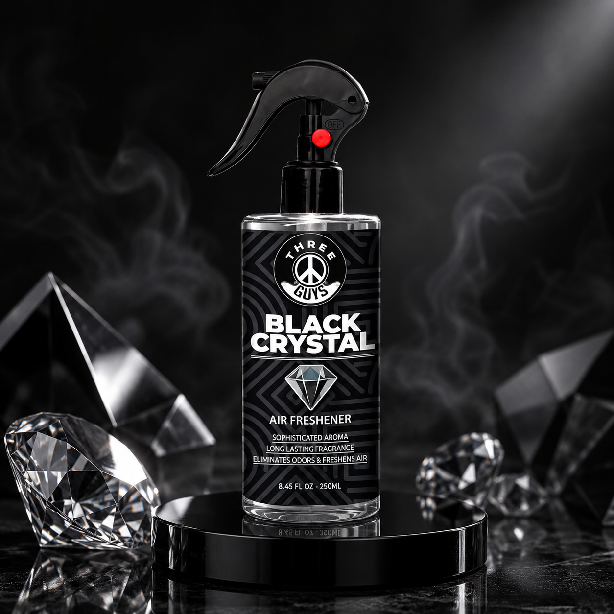 Black Crystal Air Freshener Spray | Premium Car & Room Freshener | THREE GUYS