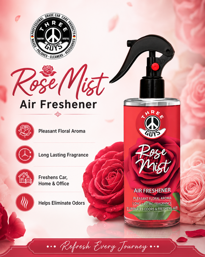 Rose Mist Air Freshener Spray | Floral Car & Room Freshener | THREE GUYS
