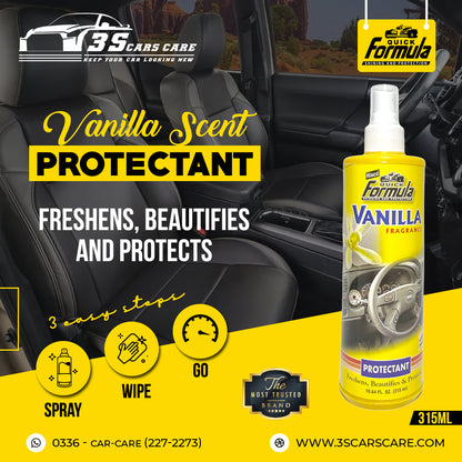 Shine Protects & Protectant – Vanilla | Vinyl, Rubber, Plastic & Leather Care – 315ml | FORMULA | (HISCO)