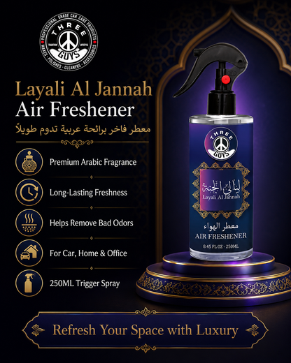 Liyali Al Jannah Air Freshener Spray | Arabic Fragrance Car & Room Freshener | THREE GUYS
