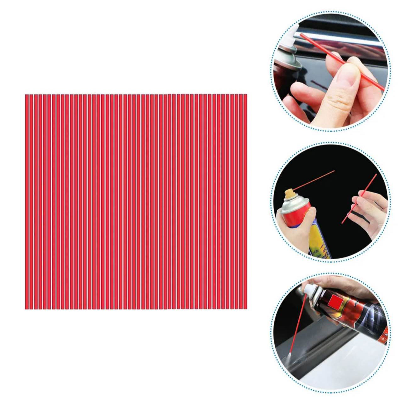 Spray Can Red Plastic Straws - Tip Extension Tubes for Automotive Lubricant, Cleaner, Penetrating Oil