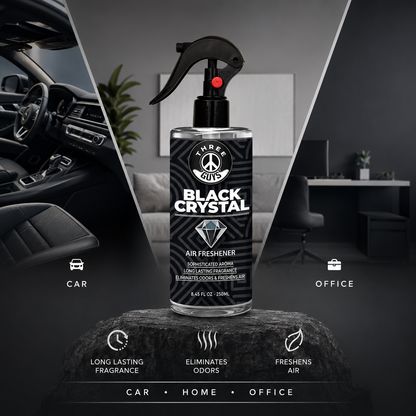 Black Crystal Air Freshener Spray | Premium Car & Room Freshener | THREE GUYS