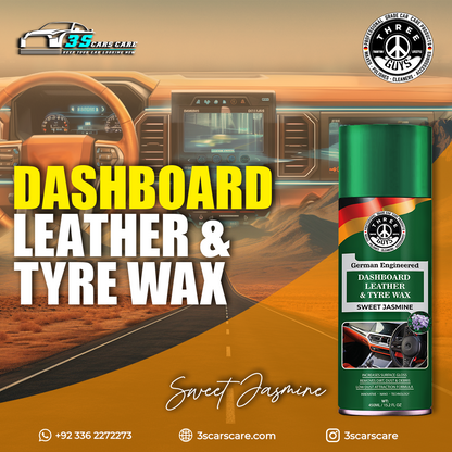 Dashboard Leather & Tyre Wax (450ml) – Sweet Jasmine Fragrance | UV Protection & Dust Repellent | THREE GUYS German Engineered