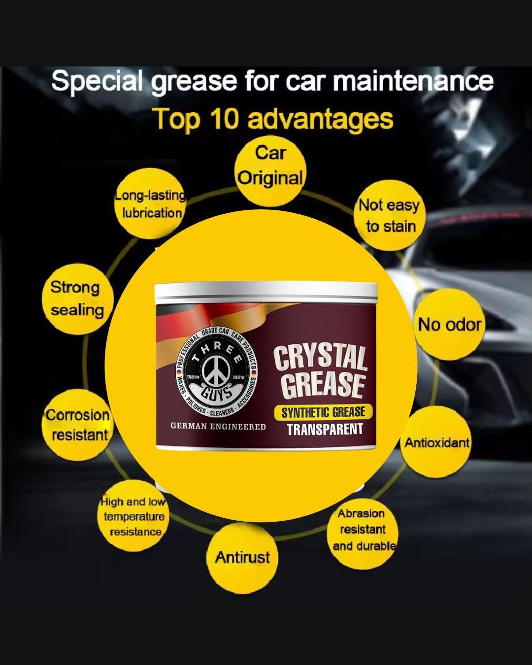 Crystal Grease – Transparent Synthetic Grade | THREE GUYS - German Engineered 100g