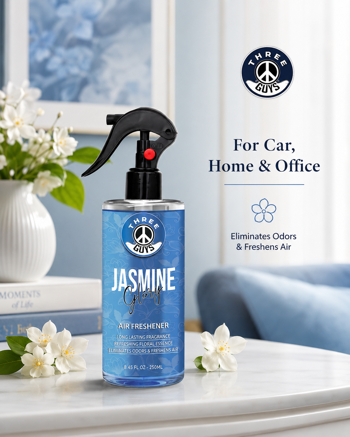 Jasmine Glory Air Freshener Spray | Floral Car & Room Freshener | THREE GUYS
