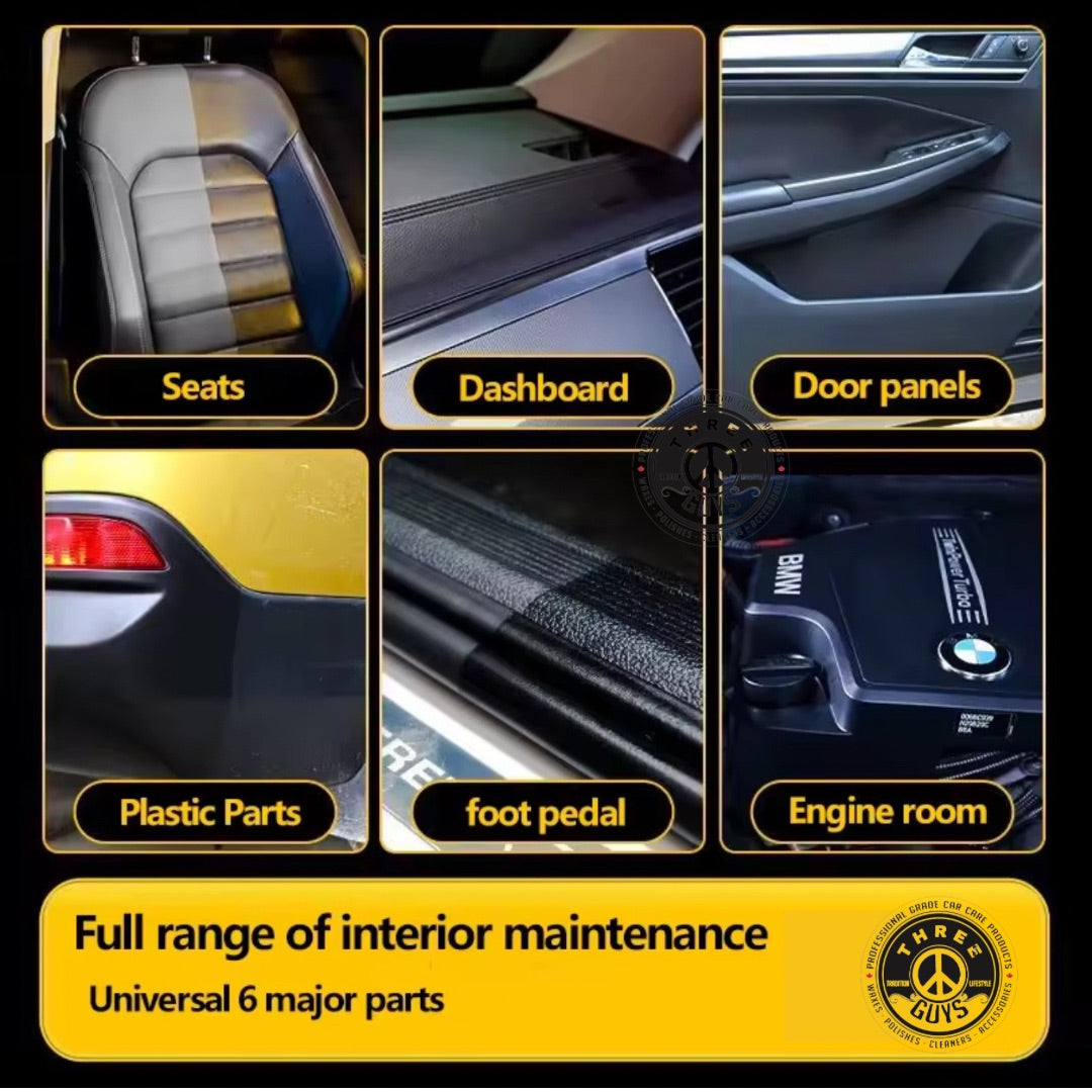 THREE GUYS Dashboard Leather & Tyre Wax (450ml) – Black Oud Fragrance | UV Protection & Dust Repellent | German Engineered