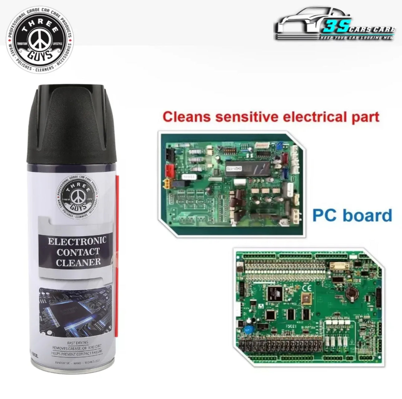 Electronic Contact Cleaner Spray 450ml – Fast Drying Formula for Switches, Circuit Boards, Sensors & Electronics | THREE GUYS - German Engineered