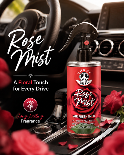Rose Mist Air Freshener Spray | Floral Car & Room Freshener | THREE GUYS