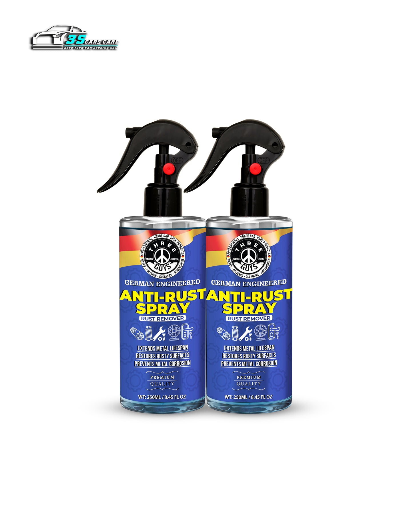 Anti-Rust Spray | Rust Remover & Corrosion Protector (Premium Quality) | THREE GUYS | German Engineered (250ml)