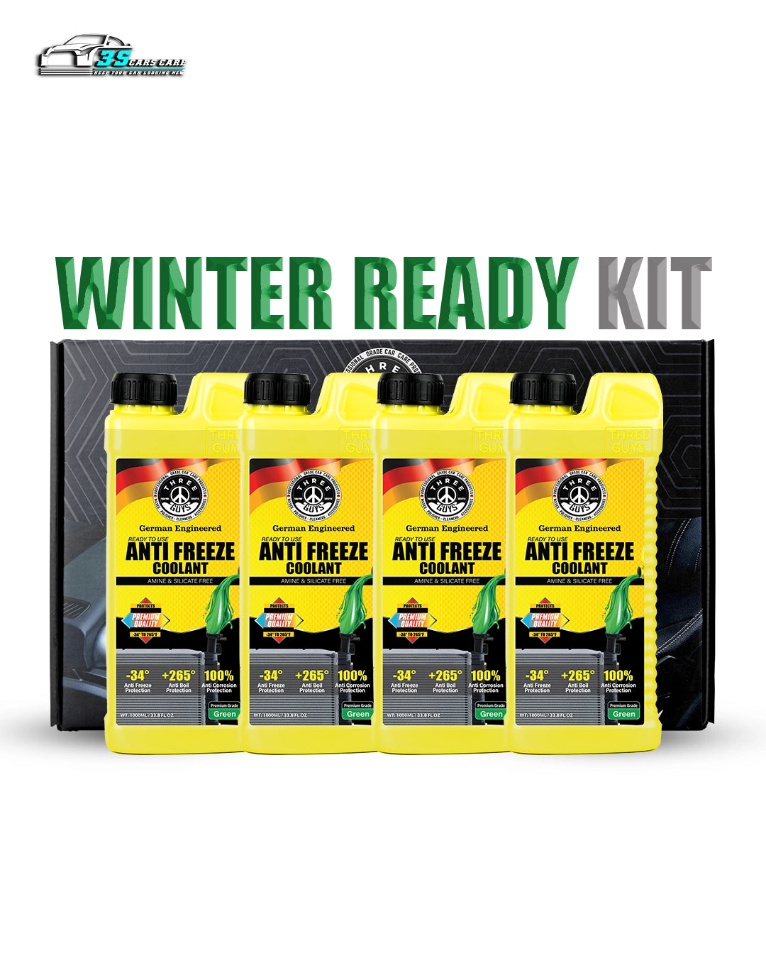 Winter Ready Kit – Premium Grade Antifreeze Coolant Pack (4 x 1000ml) – THREE GUYS