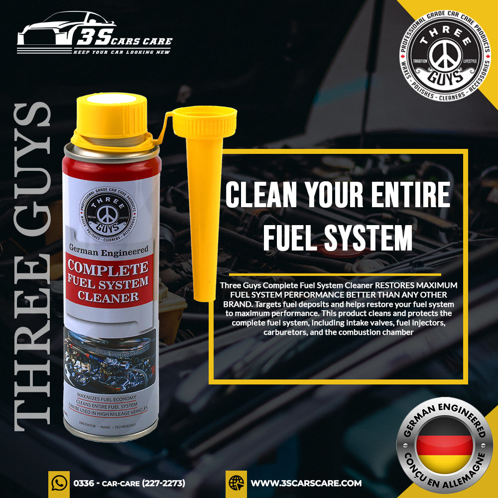 Complete Fuel System Cleaner – THREE GUYS – German Engineered | Petrol Additive for Cars & Bikes | Boosts Mileage & Restores Power – 320ml