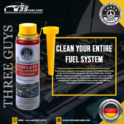 Complete Fuel System Cleaner – THREE GUYS – German Engineered | Petrol Additive for Cars & Bikes | Boosts Mileage & Restores Power – 320ml
