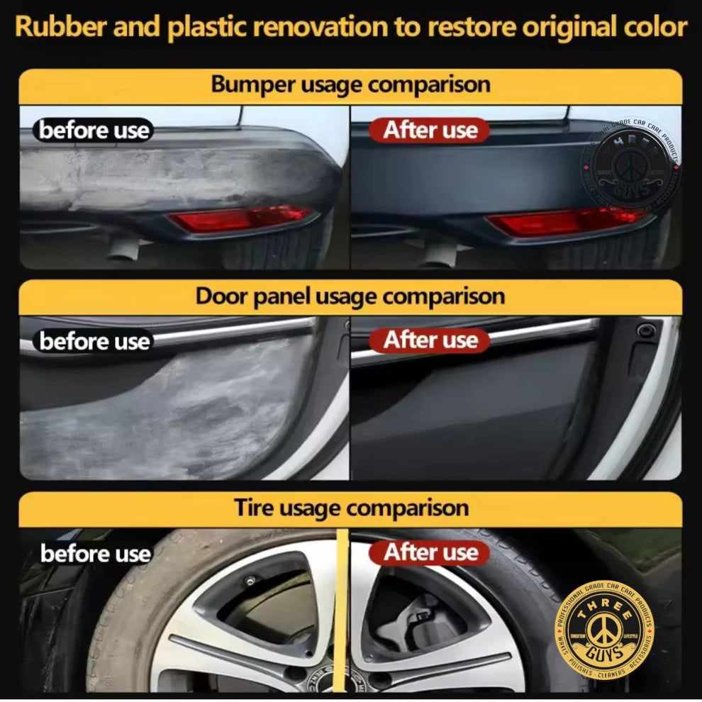 THREE GUYS Dashboard Leather & Tyre Wax (450ml) – Cherry Blossoms Fragrance | UV Protection & Dust Repellent | German Engineered