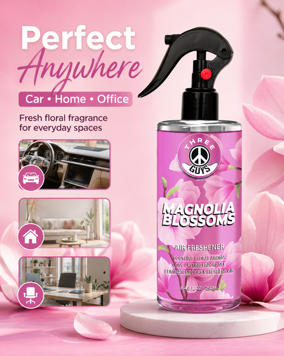 Magnolia Blossoms Air Freshener Spray | Floral Car & Room Freshener | THREE GUYS