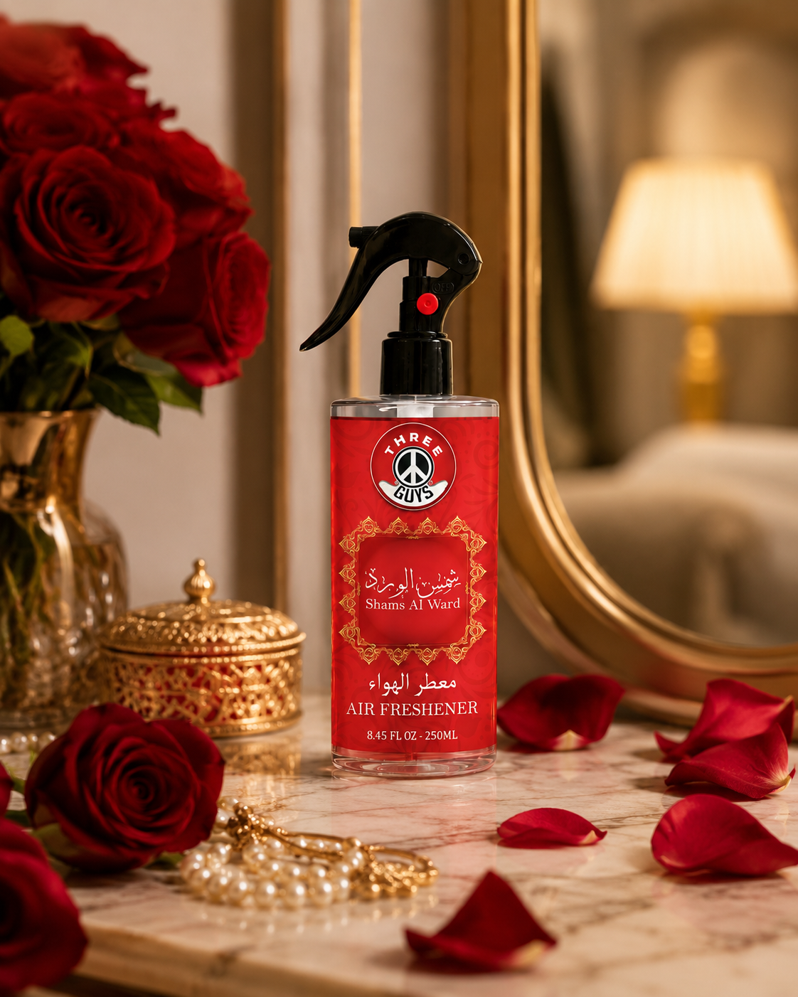Shams Al Ward Air Freshener Spray | Rose Fragrance Car & Room Freshener | THREE GUYS