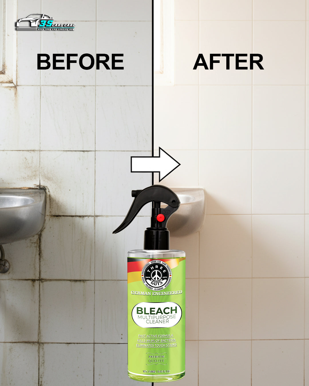 Multipurpose Cleaner with Bleach – Disinfects & Removes Tough Stains
 | THREE GUYS - German Engineered