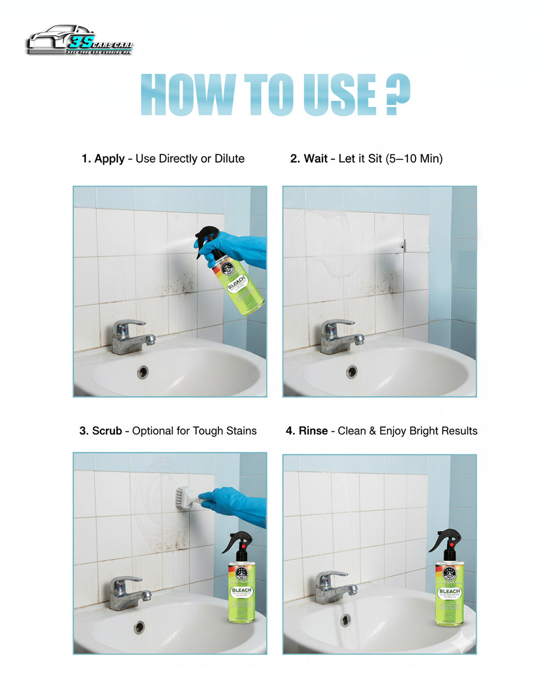 Multipurpose Cleaner with Bleach – Disinfects & Removes Tough Stains
 | THREE GUYS - German Engineered