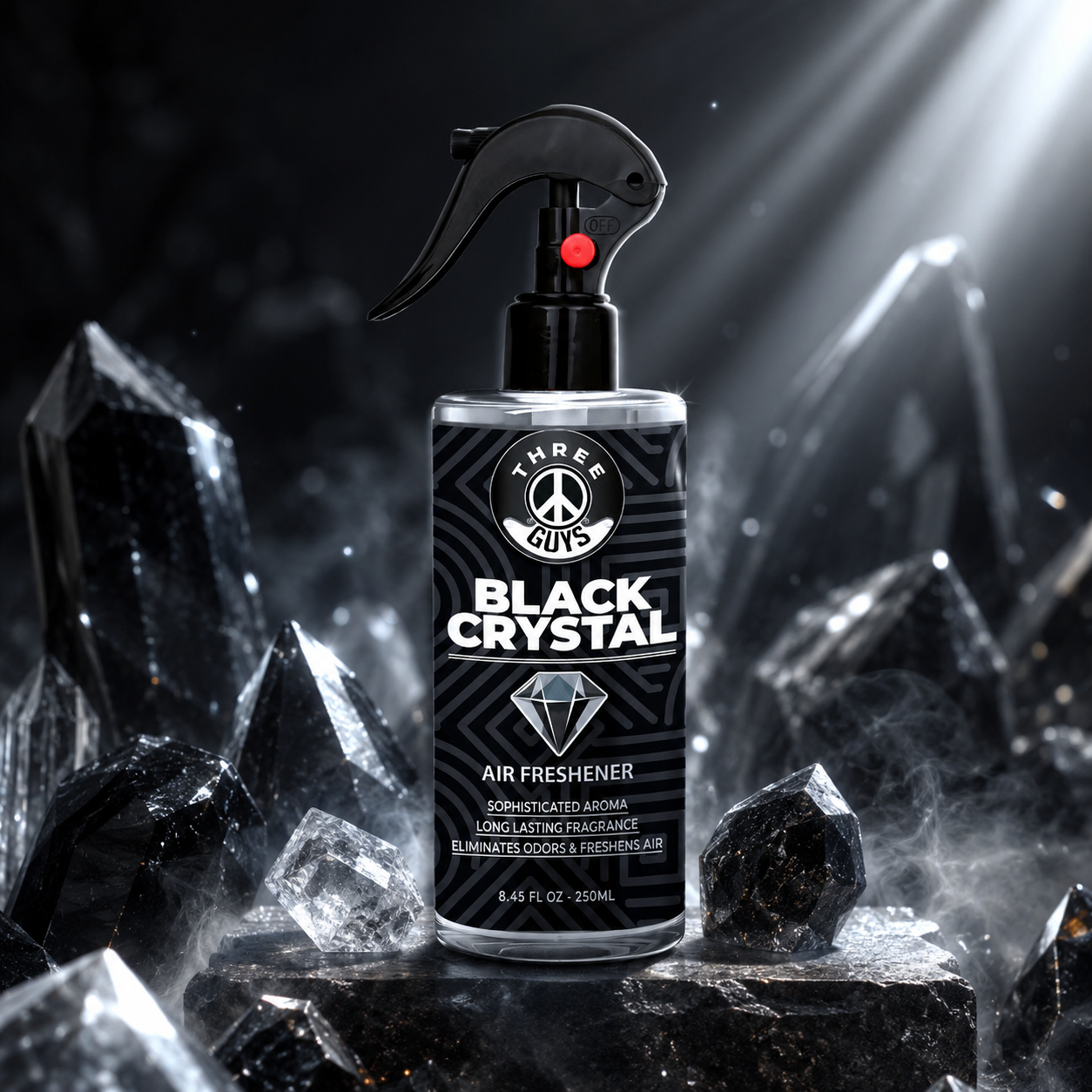 Black Crystal Air Freshener Spray | Premium Car & Room Freshener | THREE GUYS