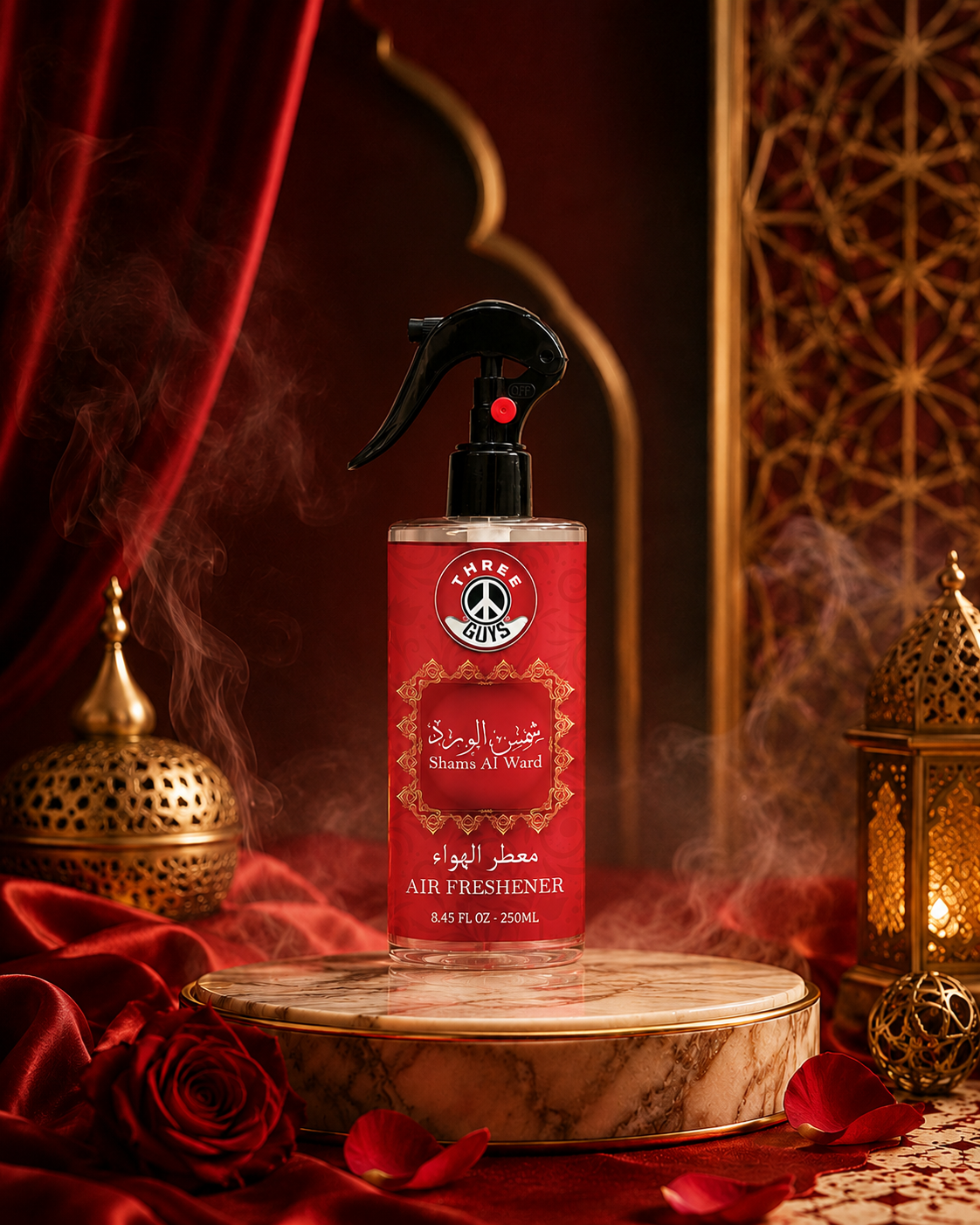 Shams Al Ward Air Freshener Spray | Rose Fragrance Car & Room Freshener | THREE GUYS