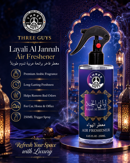 Liyali Al Jannah Air Freshener Spray | Arabic Fragrance Car & Room Freshener | THREE GUYS